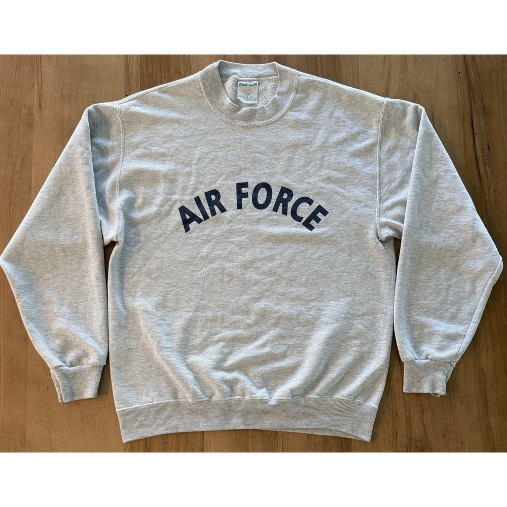 Vintage JERZEES Air Force Sweatshirt Crewneck Military Light Gray M USA